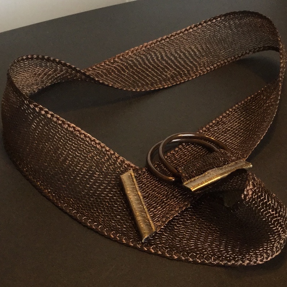 🔴Chico's Dark Brown Woven D-Ring Belt with Gold-Tone - Picture 5 of 5